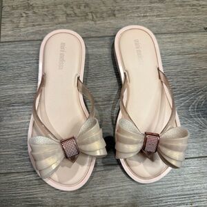 Mini Melissa Pale Pink Flip Flop with Sparkle Bow